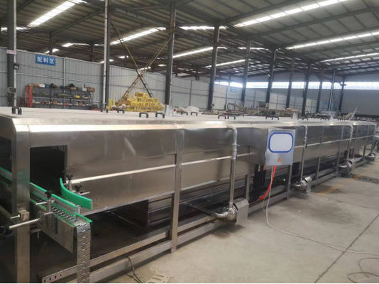 Jalur Pasteurisasi Terowongan Botol Kaca Kaleng Acar Minuman Sterilizer Jalur Sterilisasi Makanan Suhu Rendah