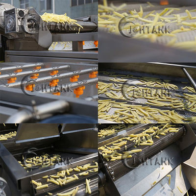 SS304 Sepenuhnya Otomatis Kentang Goreng Beku Membuat Mesin Lini Produksi Keripik Kentang