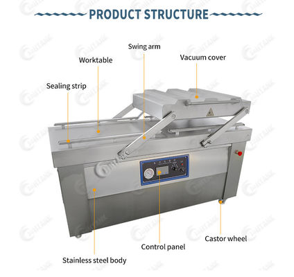 Punch Double Chamber Vacuum Packaging Machine Daging Beras Ikan Makanan Sealers
